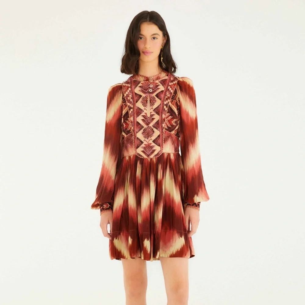 Farm Rio: Red Amanda Stripes Tapestry Quilted Mini Dress